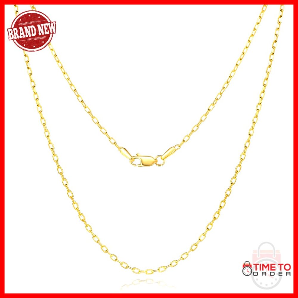 14k Gold Paperclip Chain Necklace 1.7mm 20 Inch Minimalist